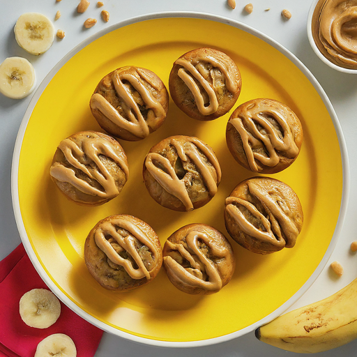 A yellow plate with Banana and Peanut Butter Muffins